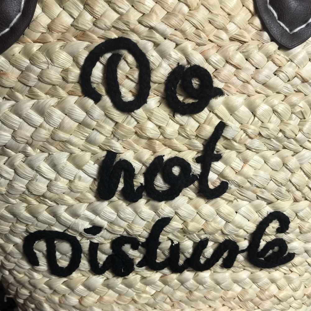 NWT Serra Embroidered Straw Tote Bag,Pink or Black - Picture 2 of 13